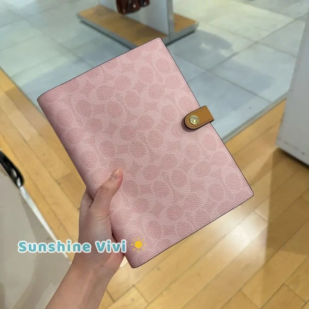 NWT Coach Notebook In Signature Canvas Gold/Powder Pink CEA49